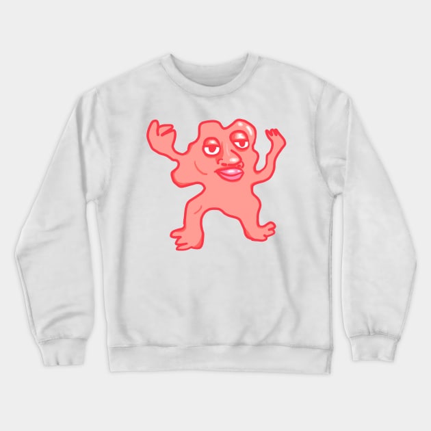 Pink and Red Funky Little Wiggly Fellow Crewneck Sweatshirt by josierichey